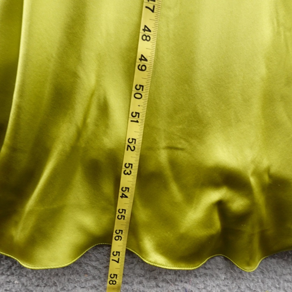 Adrianna Papell Silk Gown Dress Beaded Bodice Sleeveless 6 Green Satin Party - Picture 9 of 14